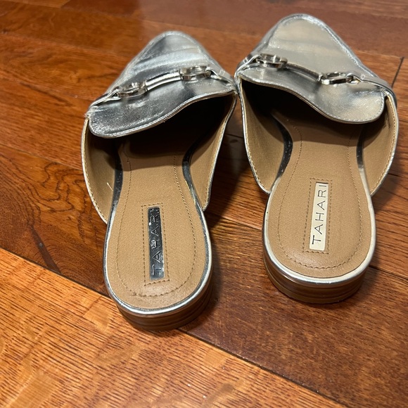 Womens Leather Metallic Mules Silver 79medium - Picture 4 of 8